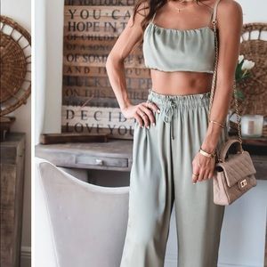 Olive Matching Satin Set